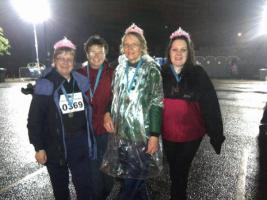 A rather soggy but happy Audrey Cooper, Gillian Weighton, Mary Fraser and Jill Adams on completion of the walk.